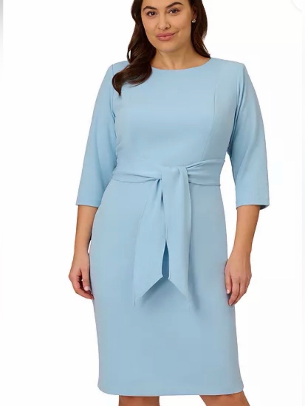 BNWT Adrianna Papell Elegant Light Blue Tie-Waist Sheath Dress